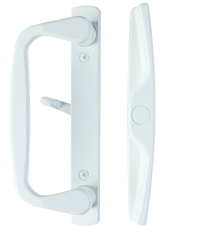 Euro Aspen Sliding Glass Door Handle Set in White