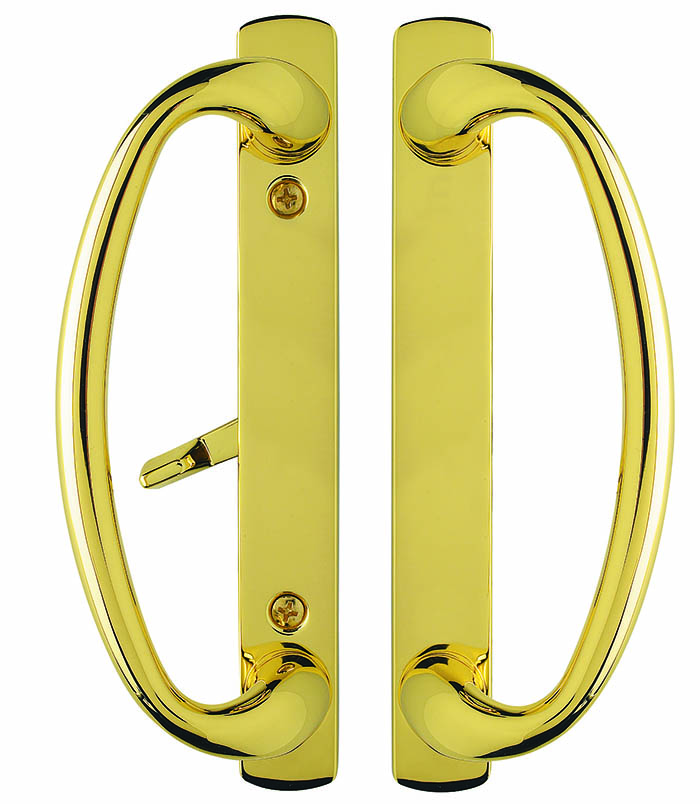 Gold Sliding Glass Door Handle Set In Polished Brass