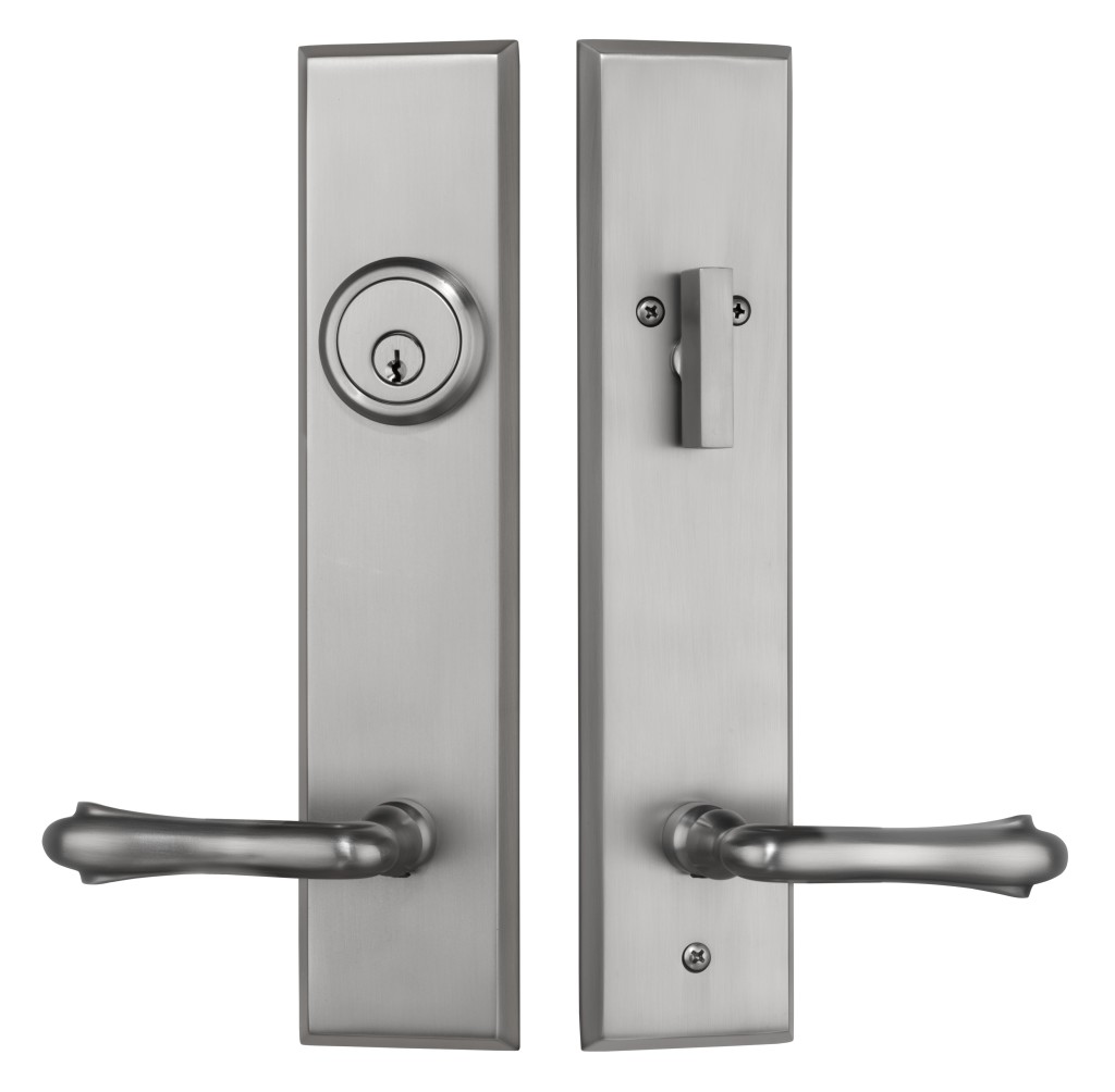 Rockwell Verano Entry Door Handle set with Bourne Lever in Brushed