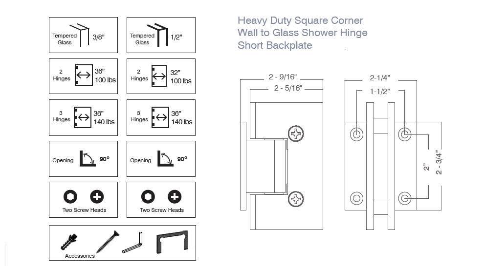 Chrome Heavy Duty Shower Glass Door Hinge Additional Thumbnails To View Larger Image