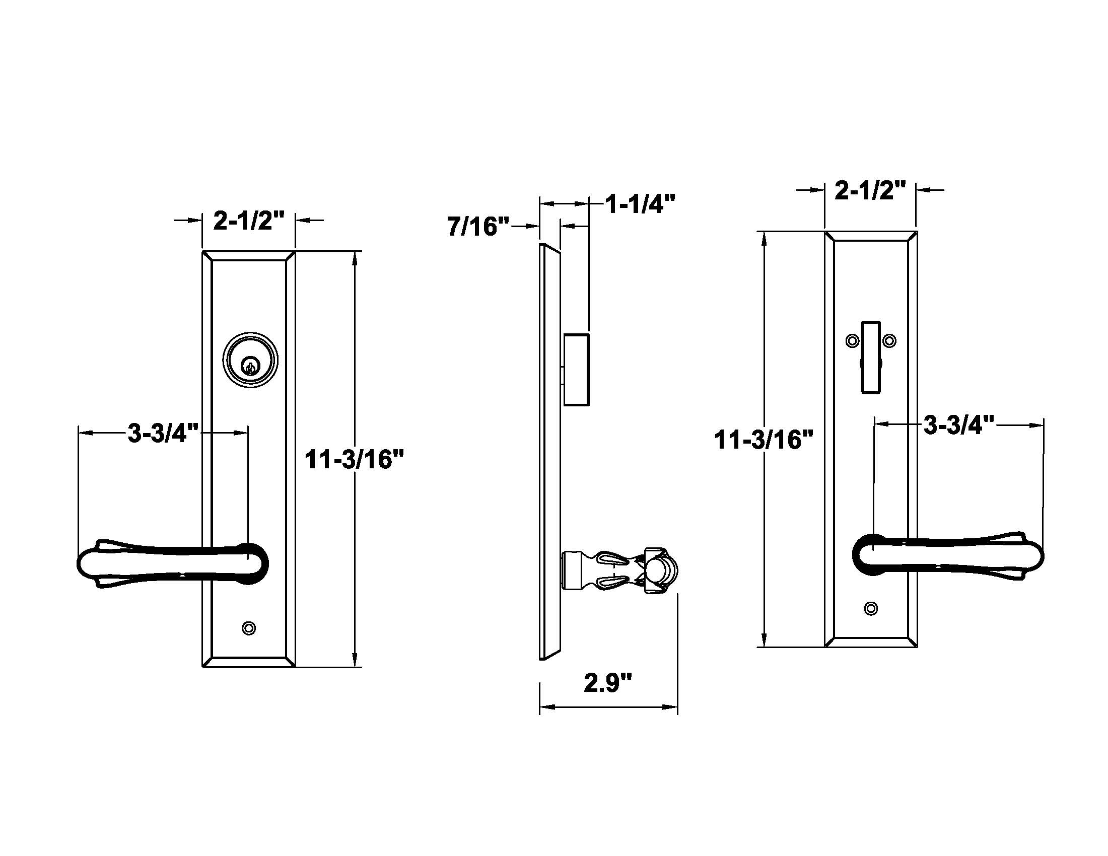 Rockwell Premium Verano Multipoint Lock Handleset with Bourne lever in
