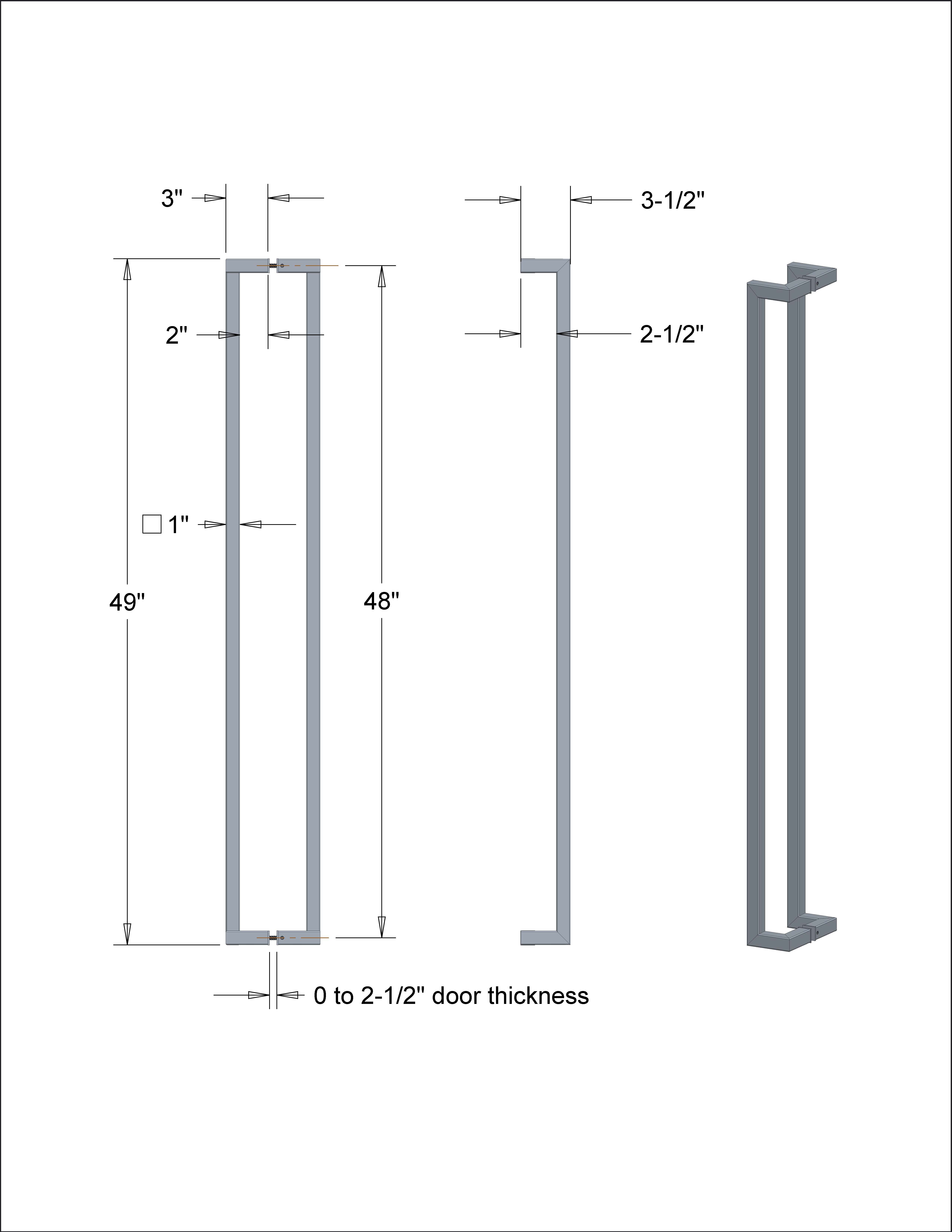 Rockwell Contemporary Offset Square Door Pull Handle In Brushed Additional Thumbnails To View Larger Image