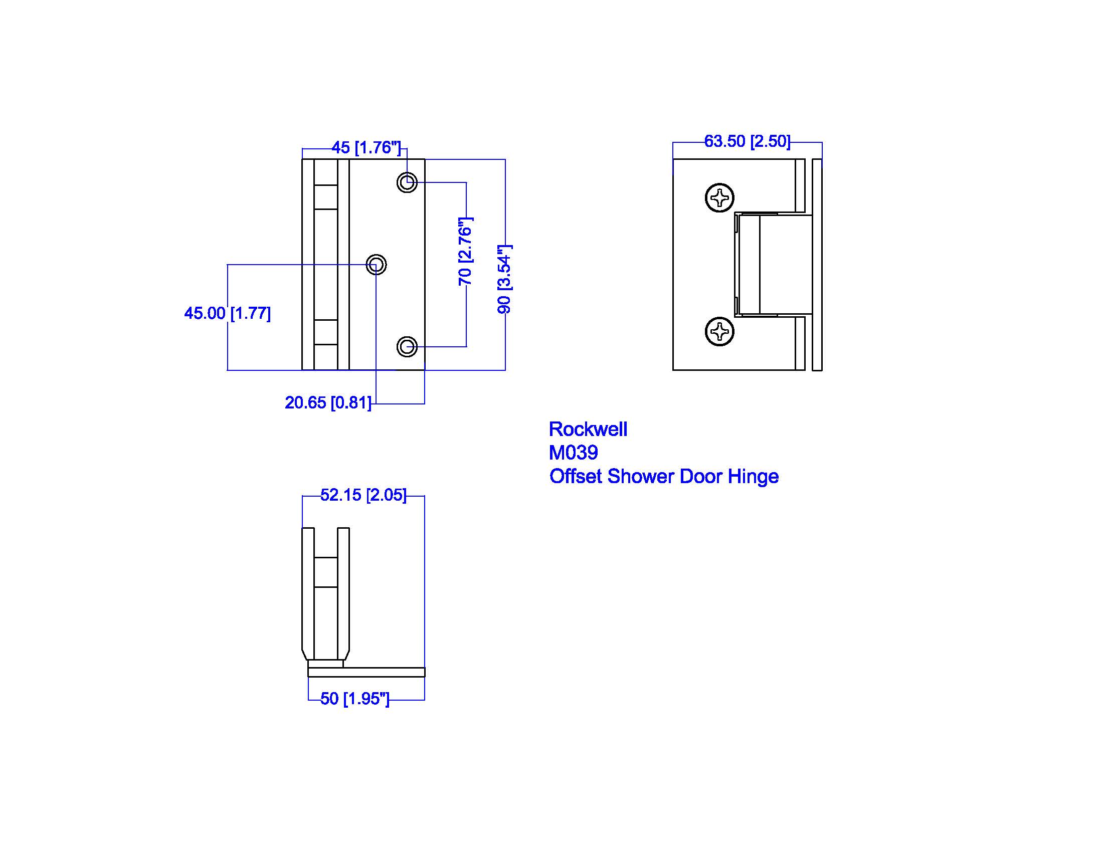 M 039bsn 0 Rockwell Offset Square Corner Shower Hinge In Brushed