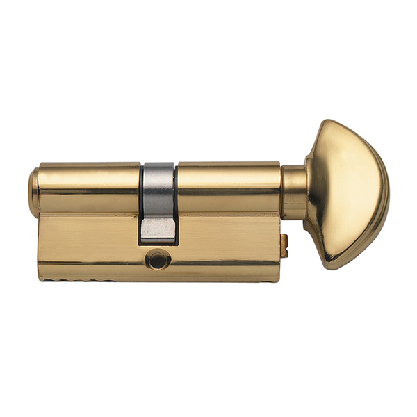 Polished Solid Brass 90-Degree EuroProfile Cylinder Lock | Modern 