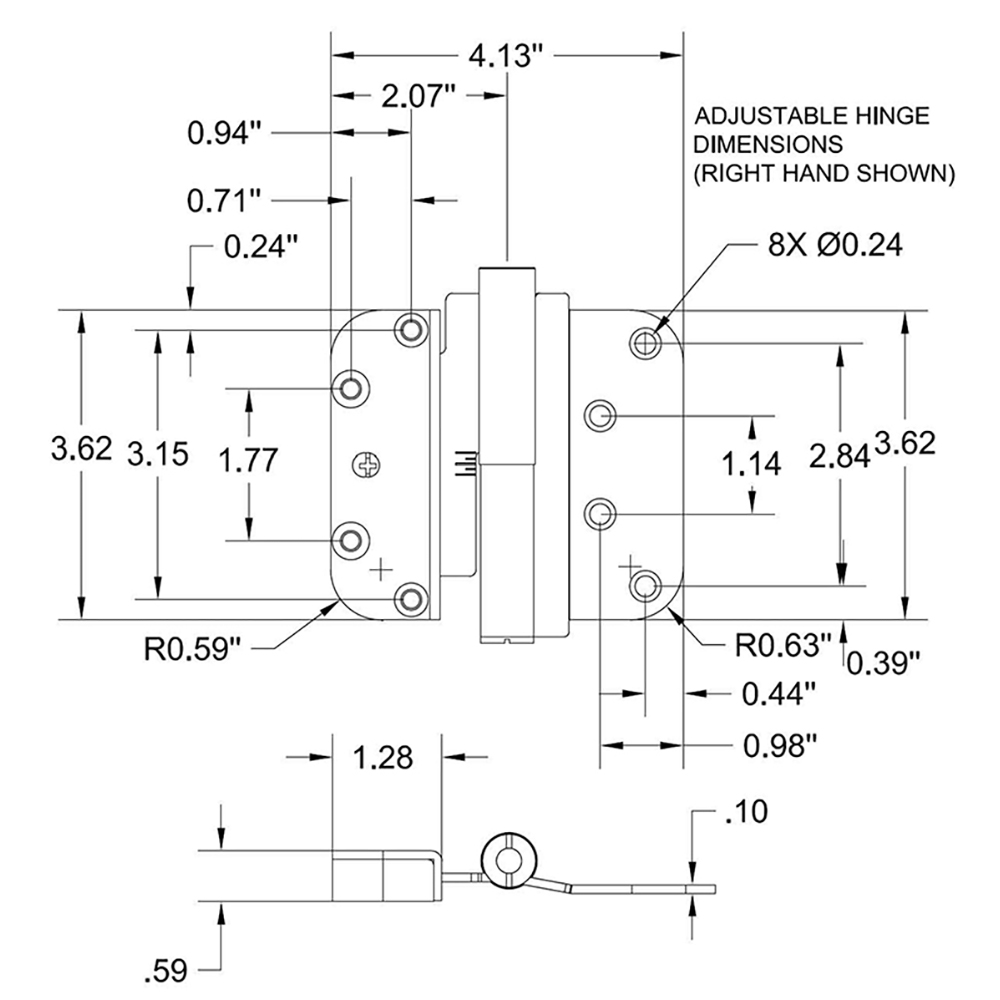 Lift Off Door Hinge Dimensions & Drawings