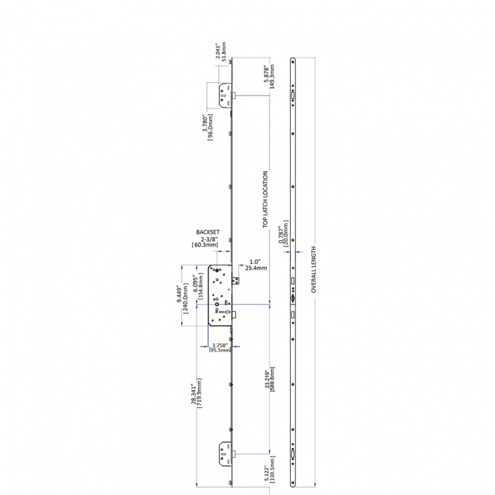 Rockwell XL Entry Door Multipoint Lock | 69 x 4 x 4 in | Steel