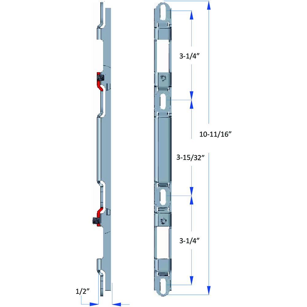 Clearspan ALUK Bifold Door Lock 28mm Backset U-Rail Long Height