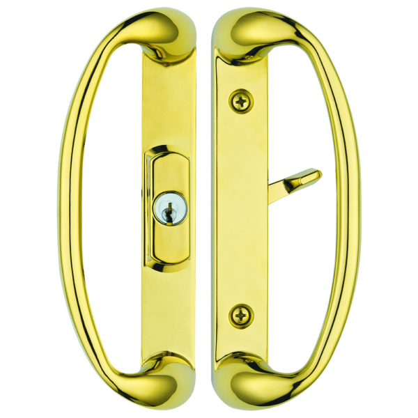 Sonoma Sliding Glass Door Handle Center Keylock Polished Brass