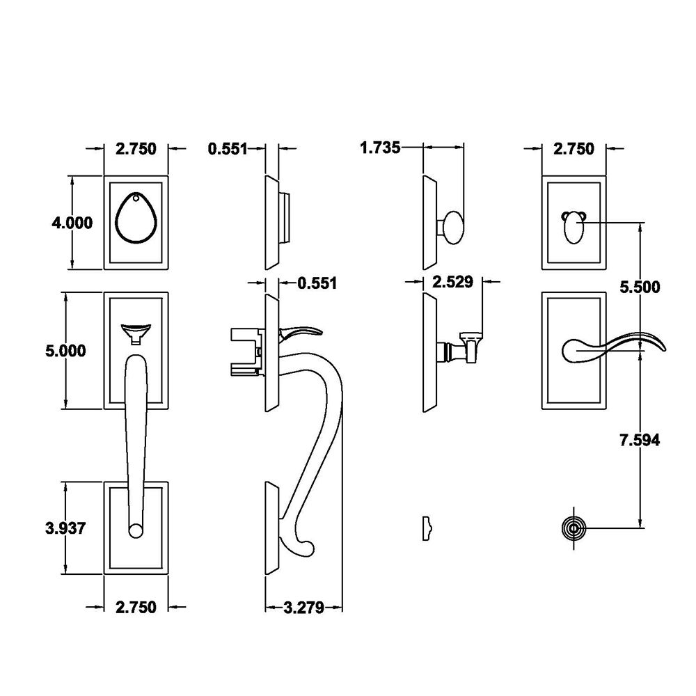 EAGH47220CUS10B Rockwell Premium San Jose Solid Brass Entry Door