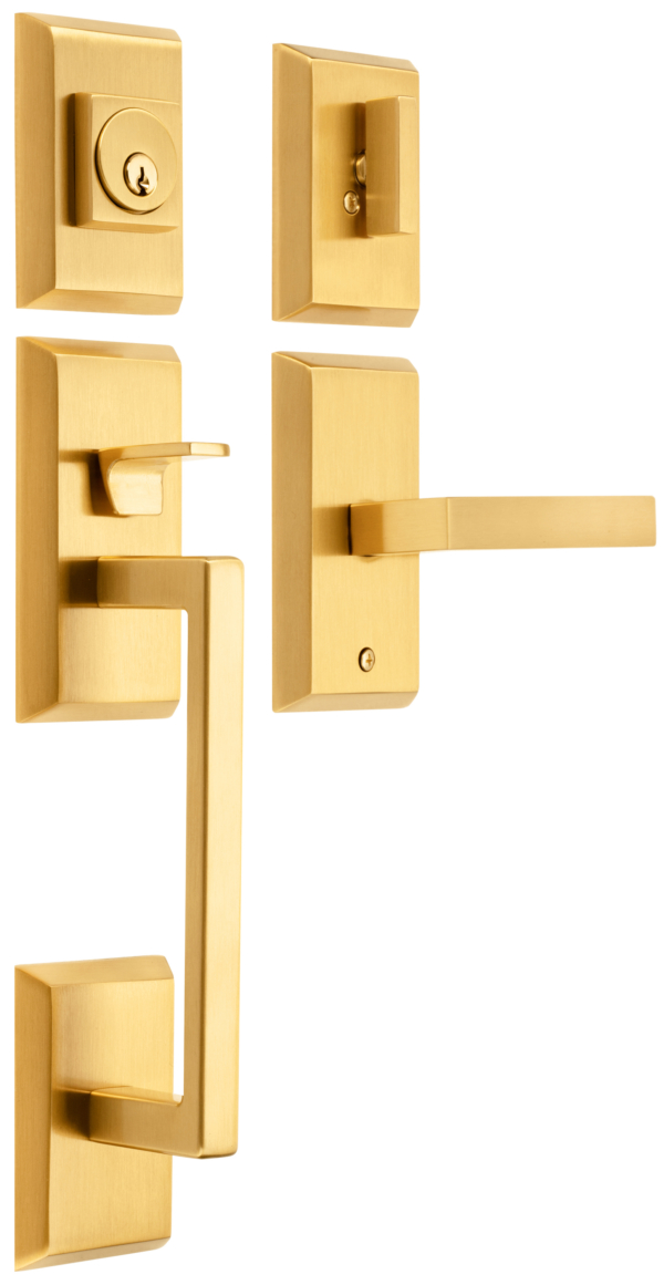EAGH310DLUS4 Rockwell Premium Zenia Solid Brass Entry Door Handle Set